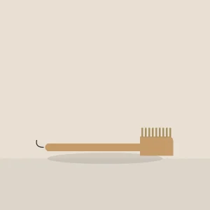 Long-handled beech bath brush with pale bristles