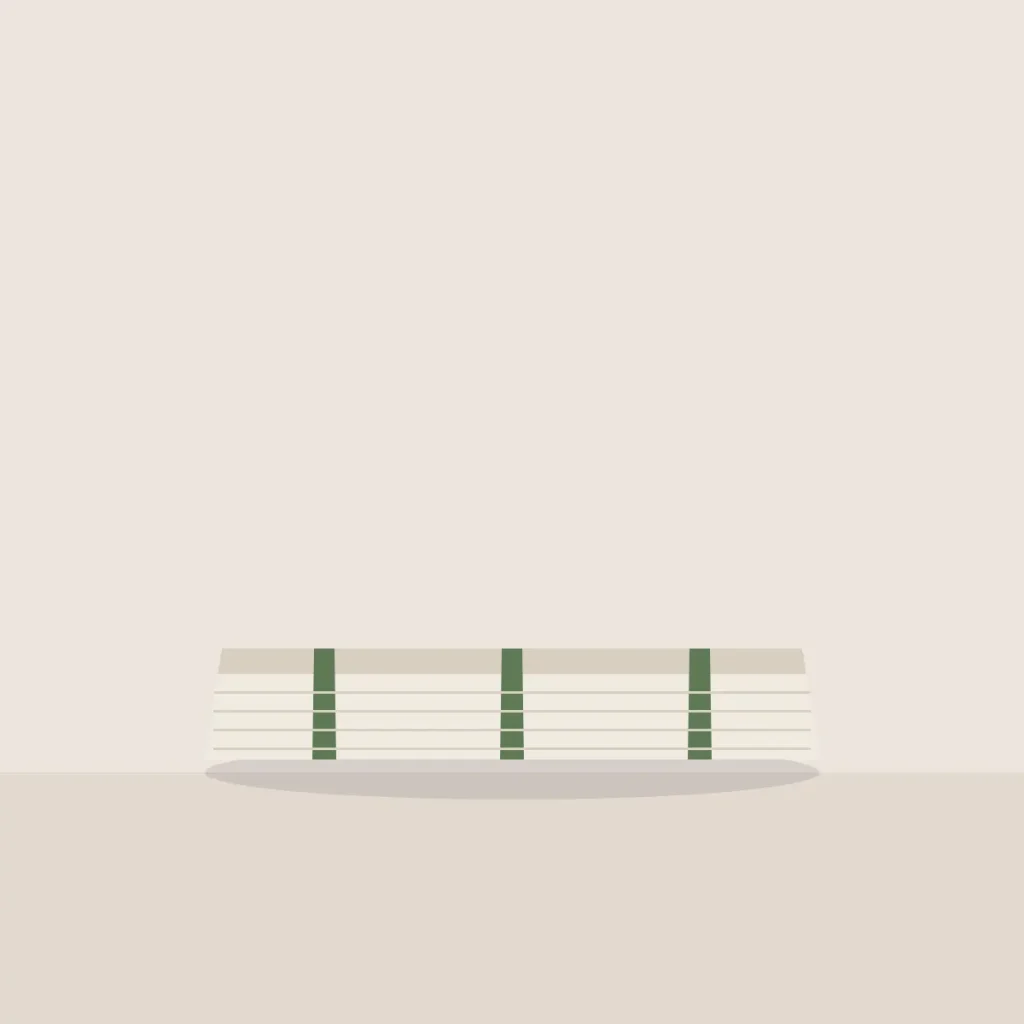 Striped cotton bath mat folded once