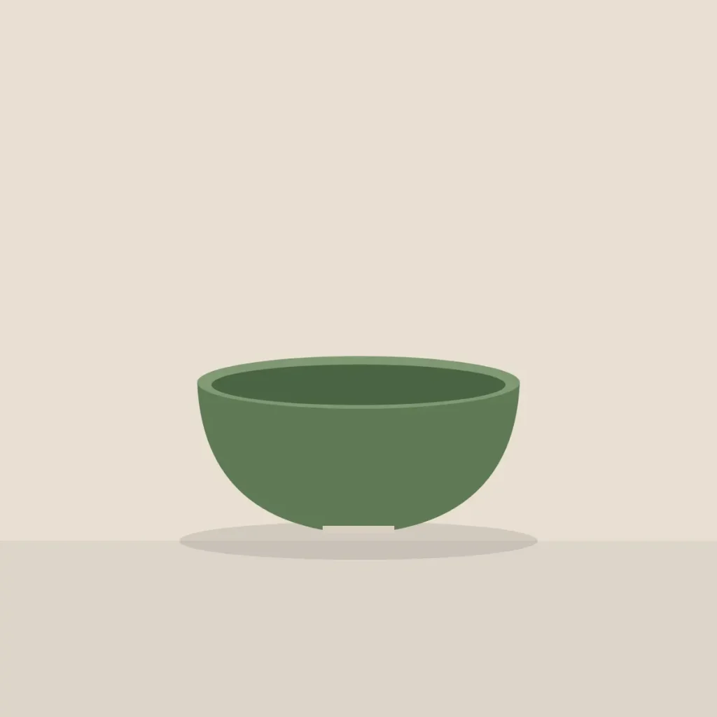 Wide stoneware bowl in a moss green glaze