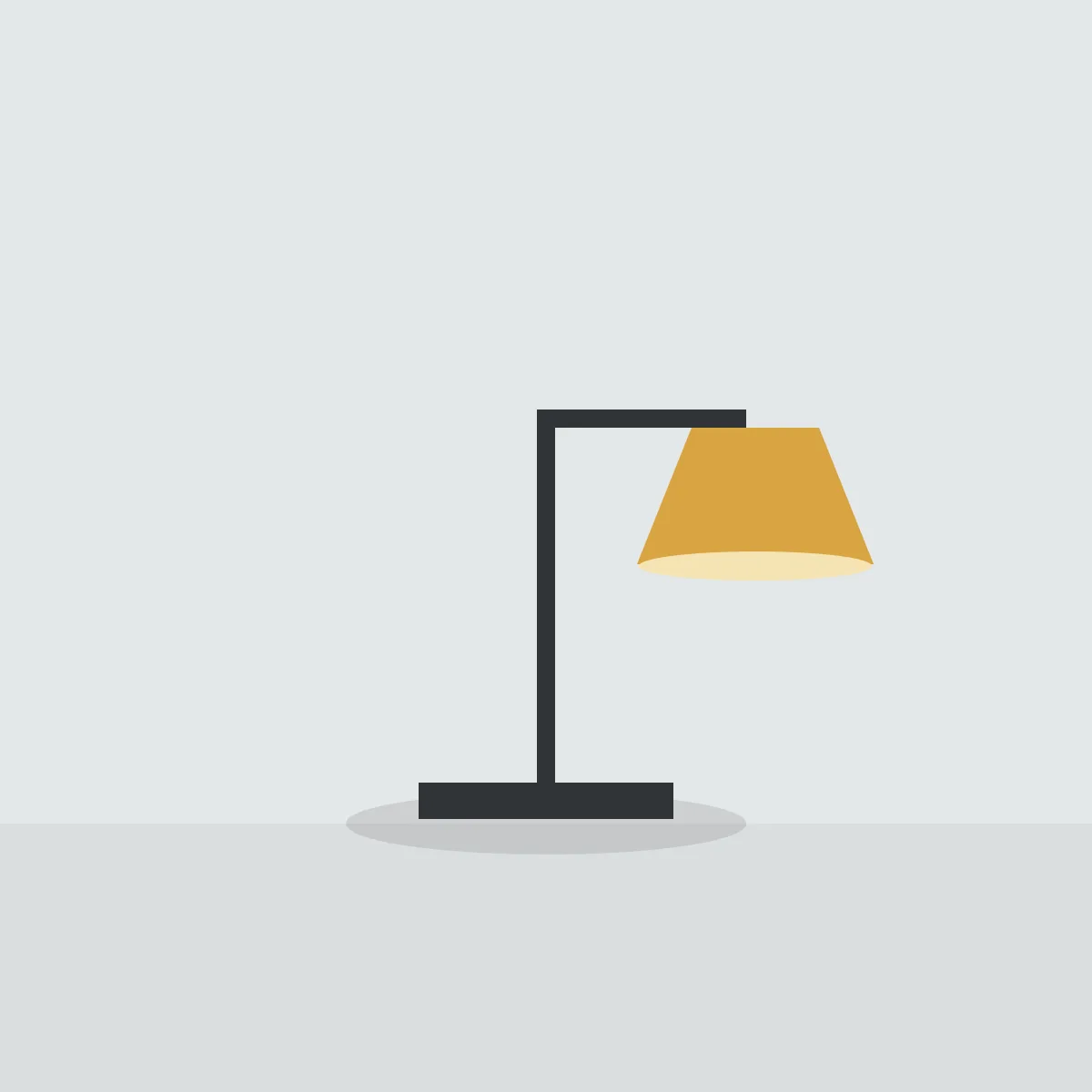 Black desk lamp with an ochre shade