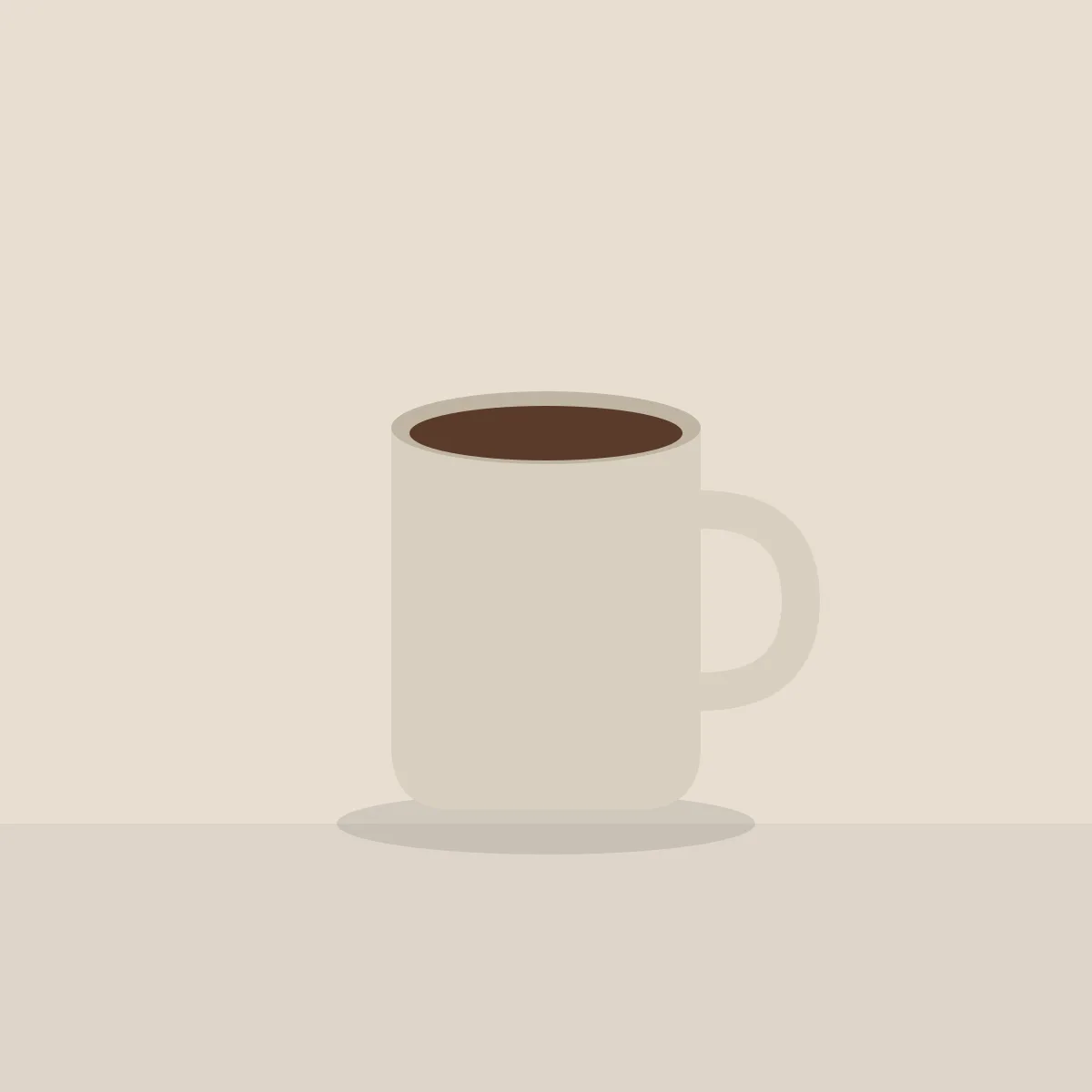 Sand coloured stoneware mug filled with coffee