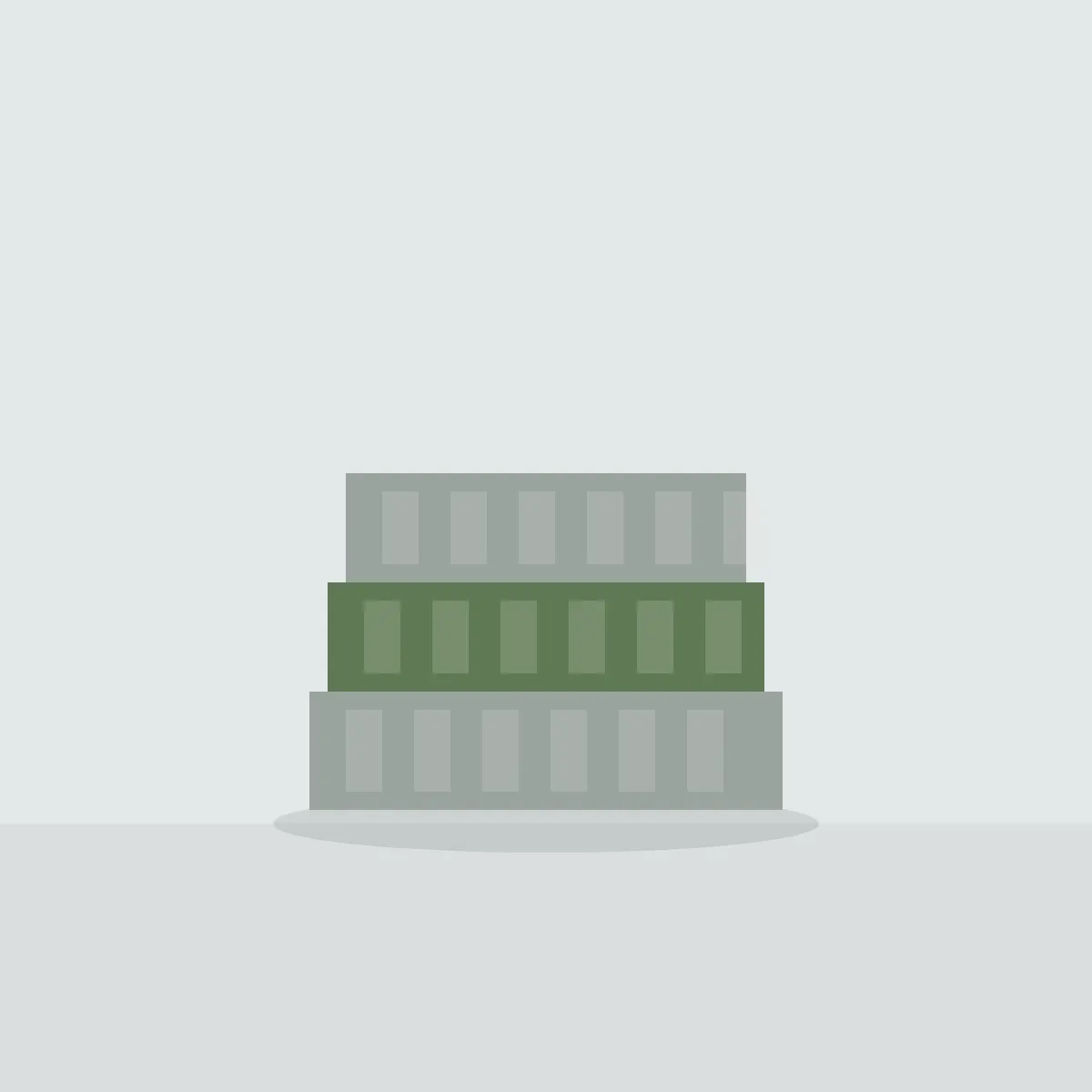 Folded stack of stone and moss waffle towels